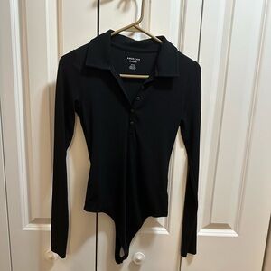 American Apparel Black Long Sleeve Bodysuit